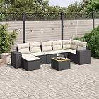vidaXL Loungegrupp för trädgården med dynor 8 delar svart konstrotting 3257883