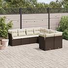 vidaXL Loungegrupp för trädgården med dynor 8 delar brun konstrotting 3218593