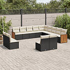 vidaXL Loungegrupp för trädgården m dynor 13 delar svart konstrotting 3260565