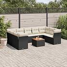 vidaXL Loungegrupp 10 delar med svarta dynor konstrotting 3256133