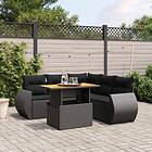 vidaXL Loungegrupp med dynor 6 delar svart konstrotting 3272189