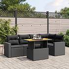 vidaXL Loungegrupp med dynor 6 delar svart konstrotting 3271300