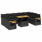 vidaXL Loungegrupp 10 delar med svarta dynor konstrotting 3273659