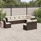 vidaXL Loungegrupp 10 delar med brun dynor konstrotting 3249642