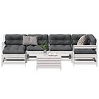 vidaXL Loungegrupp med dynor 7 delar vit massiv furu 3250937