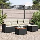 vidaXL Loungegrupp med dynor 6 delar svart konstrotting 3258325