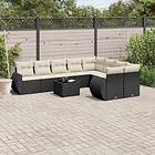 vidaXL Loungegrupp 10 delar med svarta dynor konstrotting 3254183