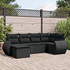 vidaXL Loungegrupp med dynor 6 delar svart konstrotting 3253992