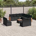 vidaXL Loungegrupp med dynor 12 delar svart konstrotting 3260172