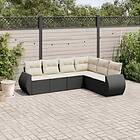 vidaXL Loungegrupp med dynor 6 delar svart konstrotting 3253743