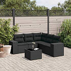 vidaXL Loungegrupp med dynor 6 delar svart konstrotting 3254892