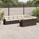 vidaXL Loungegrupp 10 delar med brun dynor konstrotting 3253030