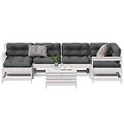 vidaXL Loungegrupp med dynor 7 delar vit massiv furu 3250945