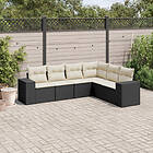 vidaXL Loungegrupp med dynor 6 delar svart konstrotting 3254943