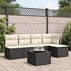 vidaXL Loungegrupp med dynor 6 delar svart konstrotting 3249365