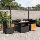 vidaXL Loungegrupp med dynor 6 delar svart konstrotting 3273960