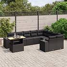 vidaXL Loungegrupp 10 delar med svarta dynor konstrotting 3272798