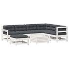 vidaXL Loungegrupp med dynor 8 delar vit massiv furu 3250577