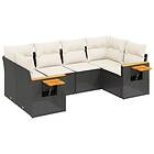 vidaXL Loungegrupp med dynor 6 delar svart konstrotting 3259501