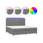 vidaXL Ramsäng med madrass & LED mörkgrå 200x200 cm tyg 3135382