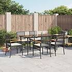 vidaXL Matgrupp för trädgården med dynor 7 delar svart konstrotting 3213600