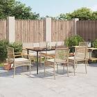 vidaXL Matgrupp för trädgården med dynor 7 delar beige konstrotting 3213628
