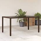 vidaXL Trädgårdsbord med glasskiva brun 150x90x75 cm konstrotting 365534