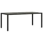 vidaXL Trädgårdsbord med glasskiva svart 190x90x75 cm konstrotting 365537