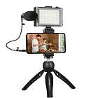 Puluz Live broadcast kit tripod mount LED lamp microphone phone clamp