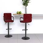 vidaXL Barstol 2 st vinröd sammet 334665