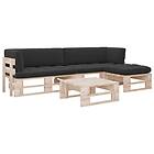 vidaXL Pallsoffgrupp med dynor 4 delar impregnerad furu 3066824
