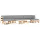 vidaXL Pallsoffgrupp med dynor 6 delar impregnerad furu 3066963