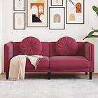 vidaXL Soffa med kuddar 2-sits vinröd sammet 372636