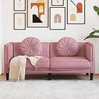 vidaXL Soffa med kuddar 2-sits rosa sammet 372635