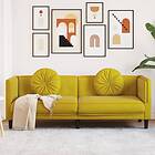 vidaXL Soffa med kuddar 3-sits gul sammet 372648