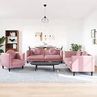 vidaXL Soffgrupp med dynor 3 delar rosa sammet 3209250