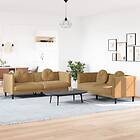 vidaXL Soffgrupp med kuddar 2 delar brun sammet 3209266