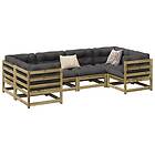 vidaXL Soffgrupp med dynor 6 delar impregnerad furu 3299610