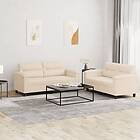 vidaXL Soffgrupp med kuddar 2 delar beige mikrofibertyg 3202319