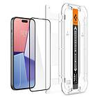 Spigen iPhone 15 Glas.Tr "Ez Fit" Skärmskydd Härdat Glas 2-Pack Svart