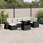 vidaXL Loungegrupp för trädgården med dynor 8 delar svart konstrotting 3269316