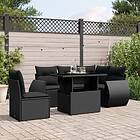 vidaXL Loungegrupp med dynor 6 delar svart konstrotting 3268535