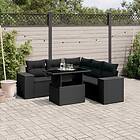 vidaXL Loungegrupp med dynor 6 delar svart konstrotting 3269155