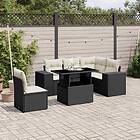 vidaXL Loungegrupp med dynor 6 delar svart konstrotting 3269166