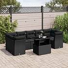 vidaXL Loungegrupp för trädgården med dynor 8 delar svart konstrotting 3266395