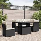 vidaXL Loungegrupp med dynor 6 delar svart konstrotting 3266586