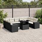 vidaXL Loungegrupp 10 delar med svarta dynor konstrotting 3269366