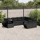 vidaXL Loungegrupp 10 delar med svarta dynor konstrotting 3268765