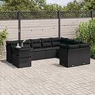 vidaXL Loungegrupp 10 delar med svarta dynor konstrotting 3266845