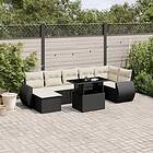 vidaXL Loungegrupp för trädgården med dynor 8 delar svart konstrotting 3268686